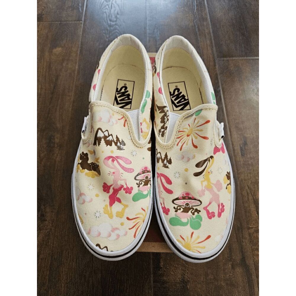 vans classic slip on get outdoors classic white women size 8.5